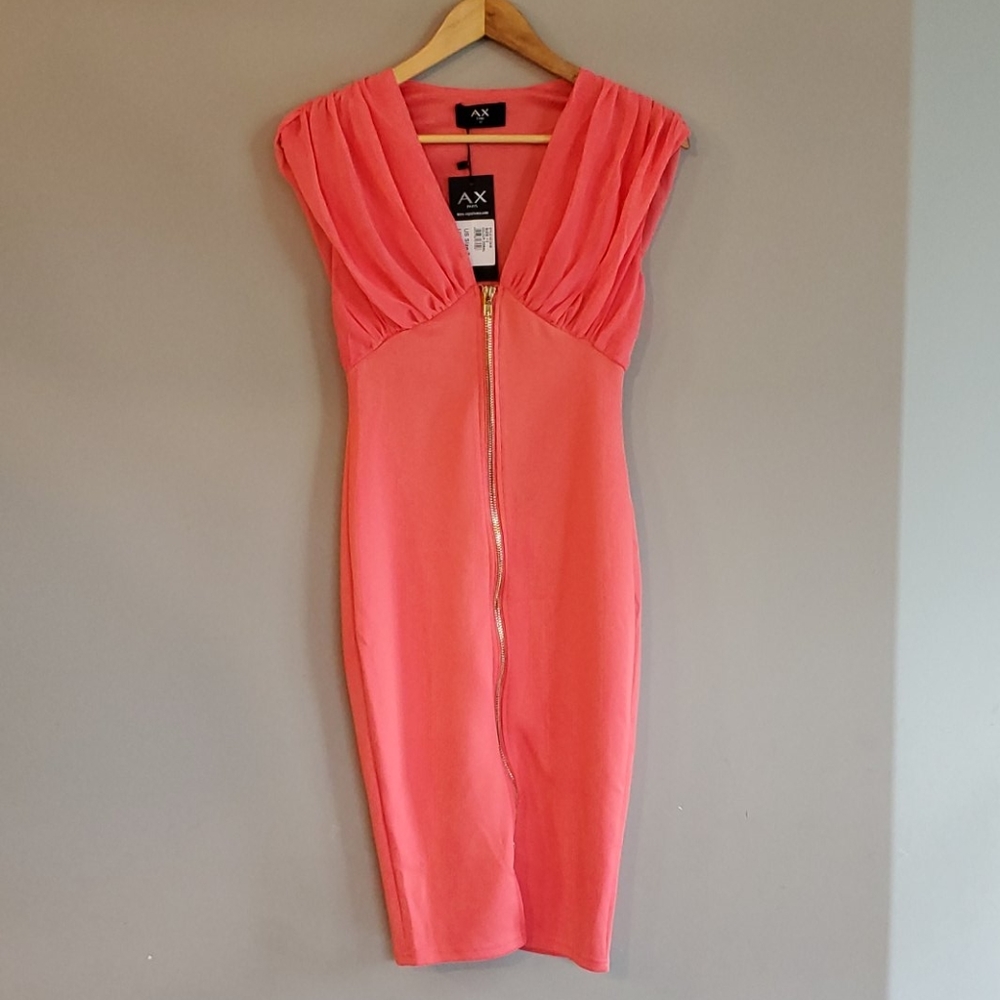 NWT AX Paris coral pink body con dress